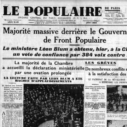 La Une Du Journal Le Populaire Dimanche 7 Juin 1936 Le Front Populaire 