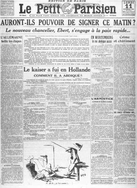 « Auront-ils pouvoir de signer ce matin ? » - Le Petit Parisien du 11 novembre 1918
