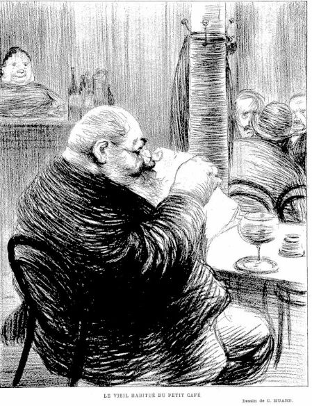 Le vieil habitué du petit café, par Charles Huard - Le Journal Amusant, 25 août 1900
