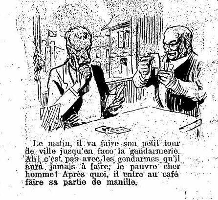 Bande-dessinée intitulée « Les Voisins », par Louis-Denis Valvérane, parue dans Le Pêle-Mêle en février 1909.
R