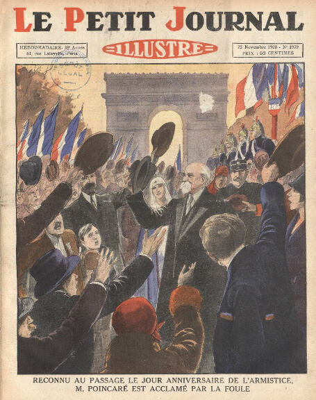 « Reconnu au passage le jour de l'anniversaire de l'Armistice, M. Poincaré est acclamé par la foule » – Illustration extraite du Petit journal, supplément illustré, novembre 1928.
