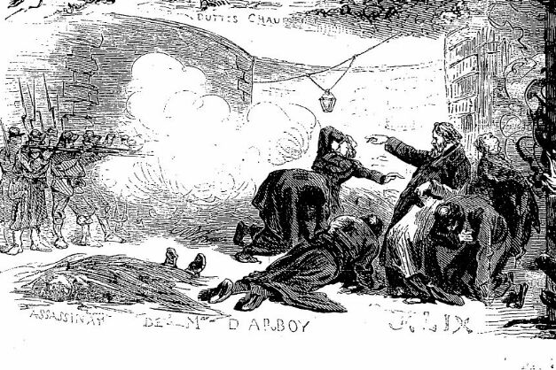 Exécution de l'ecclésiastique Monseigneur Darboy, le 24 mai 1871.
